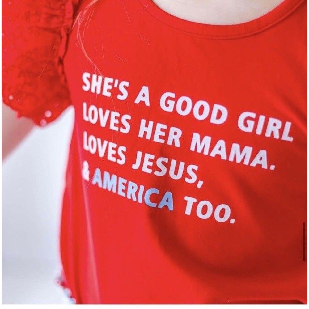 Cheeky Plum Girls EUC 4th Of July Good Girl Ruffle Sleeve Tee Size 7Y